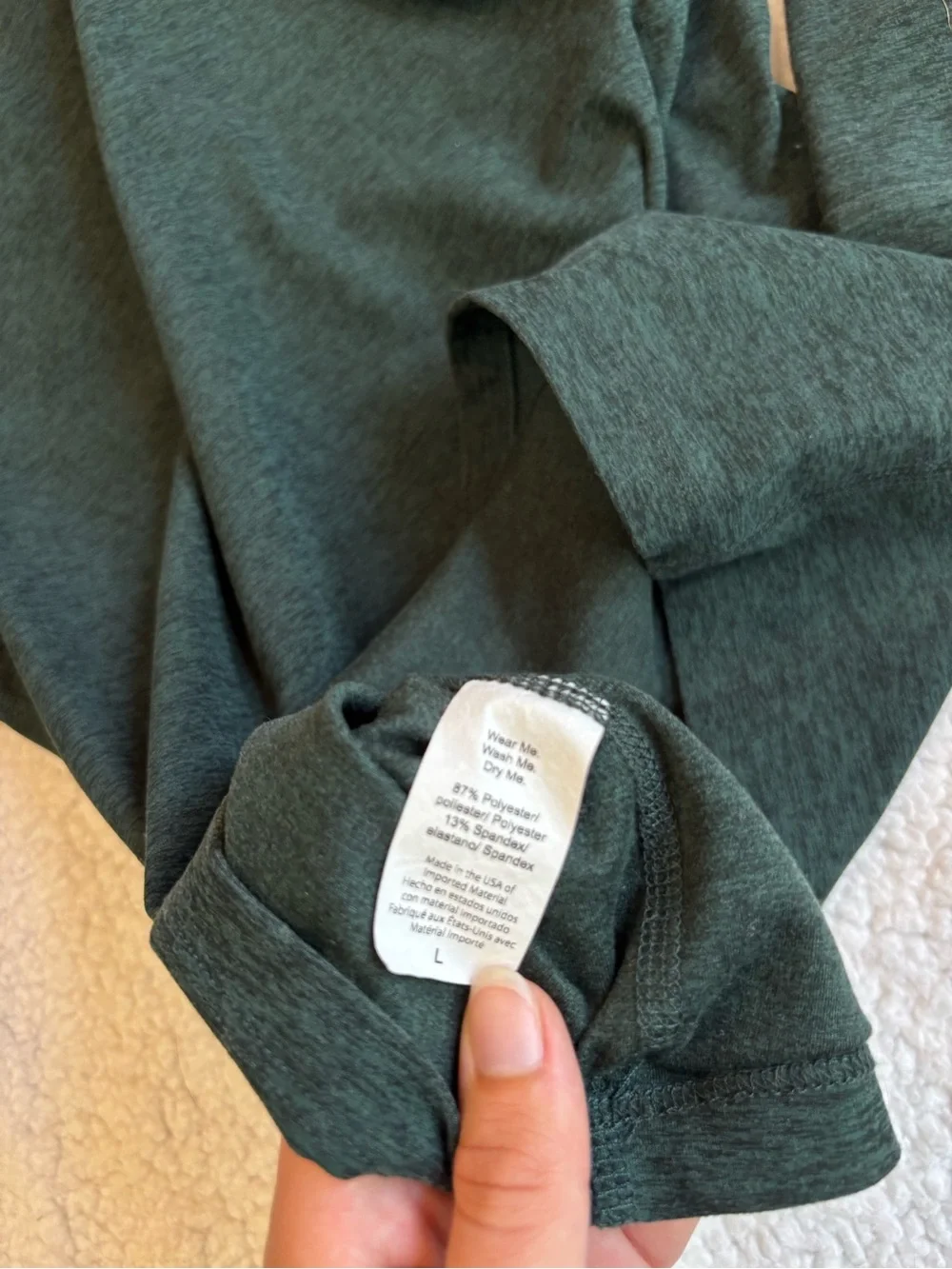 Beyond Yoga Dark Green Mock Neck Long Sleeve Top Large